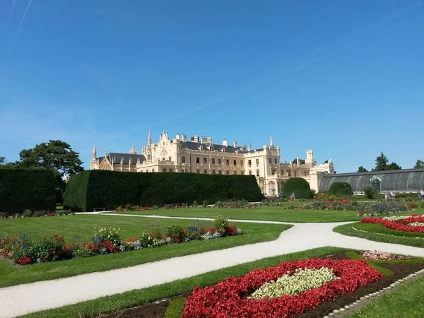 Lednice castle, greenhouse and castle garden in day, Czech Republic, image