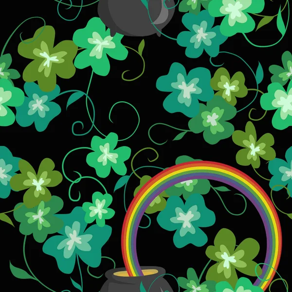 Irlandés Shamrock Repetir Patrón Sin Costura — Vector de stock