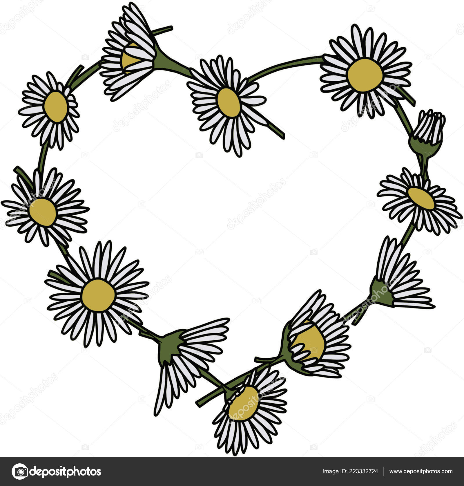 Heart Shaped Daisy Chain Illustration Stock Vector Image by ©DollyGrey
