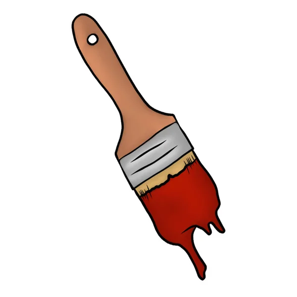 Paint Brush Illustration Red Paint — Stock Photo, Image