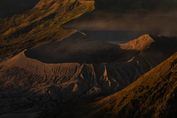 Sunrise close-up at the active volcano Bromo, and the Tengger massif, in East Java, Indonesia.