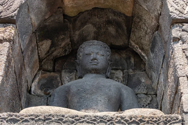 Nicchie Buchi Nelle Balaustre Inferiori Del Tempio Borobudur Giava Centrale — Foto Stock