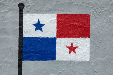 Panama bayrağının çocuksu çizimi, bir duvara resmedilmiş..