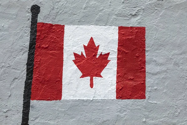 Dibujo Estilo Infantil Bandera Canadá Pintado Una Pared — Foto de Stock