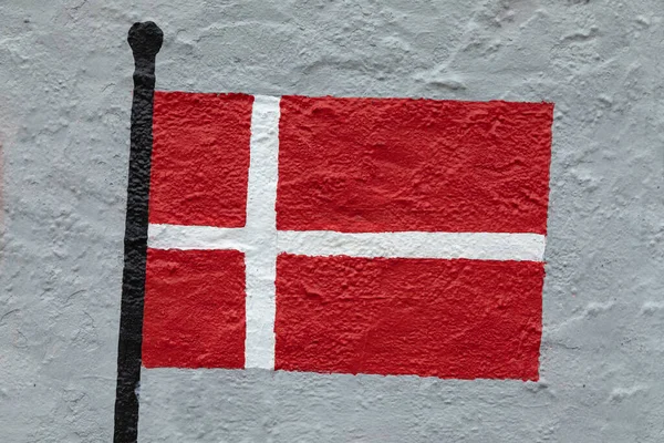 Dibujo Estilo Infantil Bandera Dinamarca Pintado Una Pared — Foto de Stock