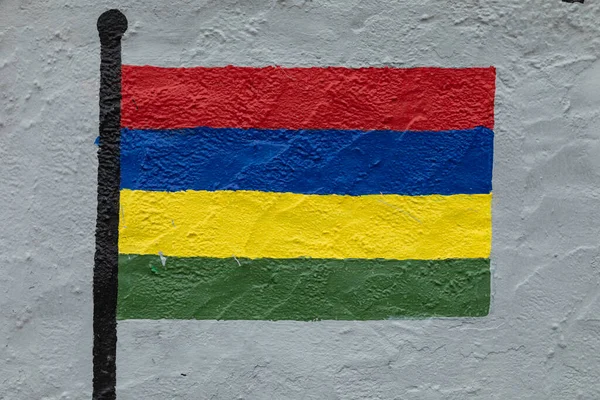 Barnslig Stil Ritning Flaggan Mauritius Målad Vägg — Stockfoto