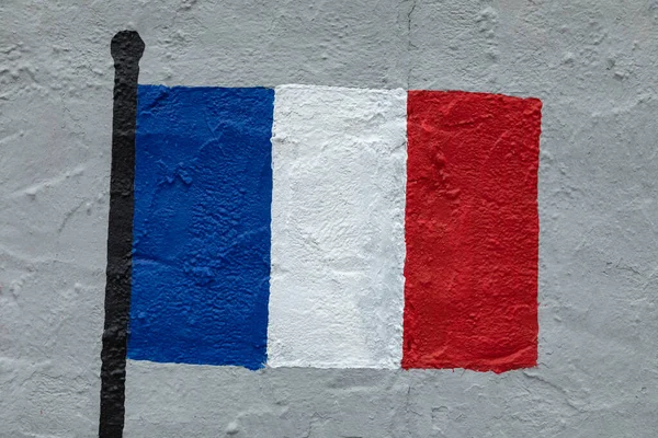 Dziecinny Rysunek Flagi Francji Namalowany Ścianie — Zdjęcie stockowe