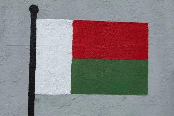 Barnslig Stil Teckning Madagaskar Flagga Målad Vägg — Stockfoto