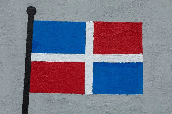 Παιδικό Σχέδιο Της Σημαίας Της Δομινικανής Δημοκρατίας Ζωγραφισμένο Τοίχο — Φωτογραφία Αρχείου