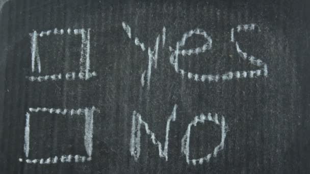 Person Marks Word Yes Selection Column Chalk Gray Paper Close — Stock Video