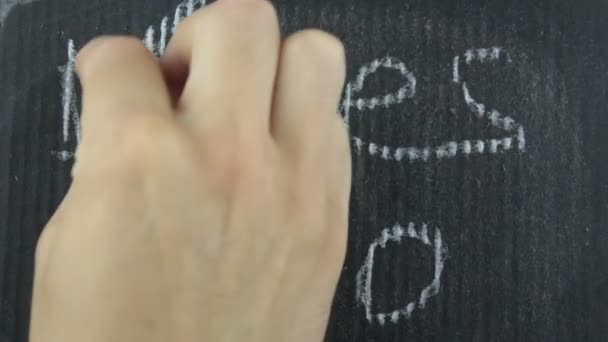 Person Marks Word Yes Selection Column Chalk Gray Paper Close — Stock Video