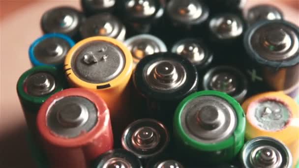 Rotation Used Alkaline Batteries Used Batteries Prepared Recycling Environmental Protection — Stock Video