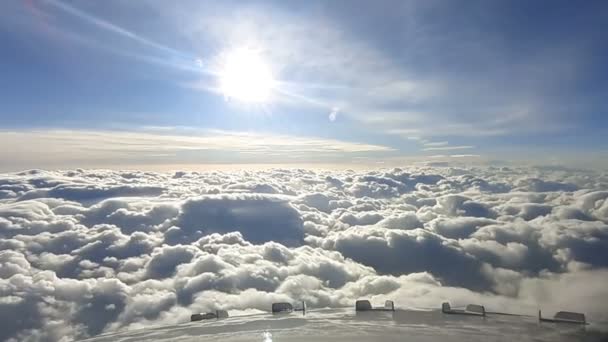 Passenger Plane Flies White Clouds View Clouds Cockpit View Clouds — Stock Video