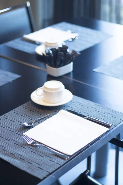 Restaurante Bar Cafetería Hotel Lujo Con Ajustes Lugar Para Desayuno — Foto de Stock