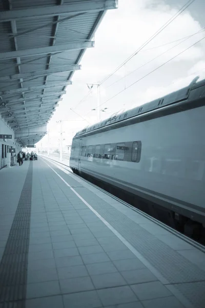 High Speed Modern Bullet Passenger Train Station Platform Spain — Stock Photo, Image