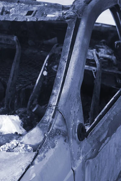 Fire Station Firefighter Training Equipment Burnt Car Crash Wreck Used — Stock Photo, Image