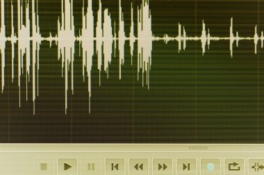 Ses ses dalgası stüdyo bilgisayar programı ekran gösterimleri ses dublaj vokal kaydı gelen ekranda düzenleme.