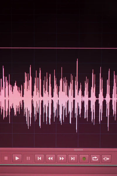 Audio Sonido Onda Estudio Edición Programa Computadora Pantalla Muestra Sonidos — Foto de Stock