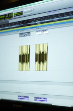 Dublaj ses, şarkı ve müzik karıştırmak için kullanılan stüdyo dijital karıştırma Danışma ekran kayıt.