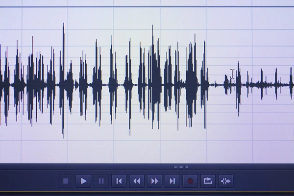 Audio Sonido Onda Estudio Edición Programa Computadora Pantalla Muestra Sonidos — Foto de Stock