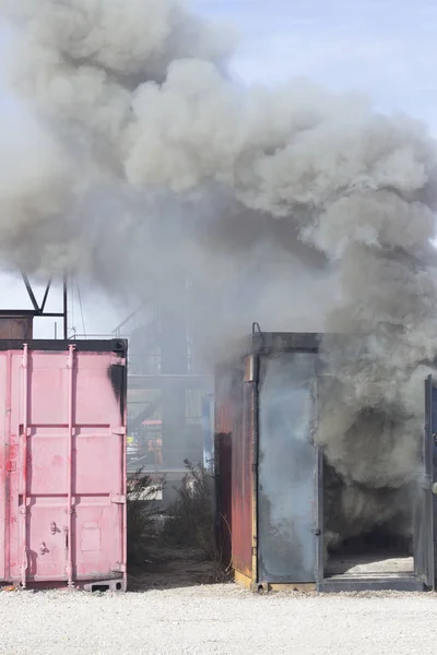 Brandstation Brandman Träningsredskap Används Brandman För Att Simulera Bränder Borrar — Stockfoto