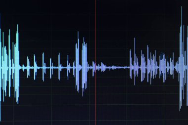Ses ses dalgası stüdyo bilgisayar programı ekran gösterimleri ses dublaj vokal kaydı gelen ekranda düzenleme.