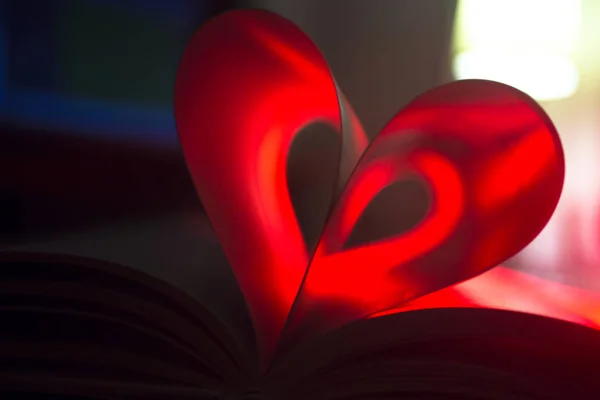本のページから作られたロマンチックな愛のハート形 — ストック写真