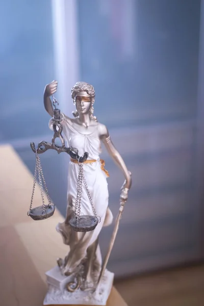 Law Office Legal Justice Statue Blind Goddess Themis Scales Lawyers — Stock Photo, Image