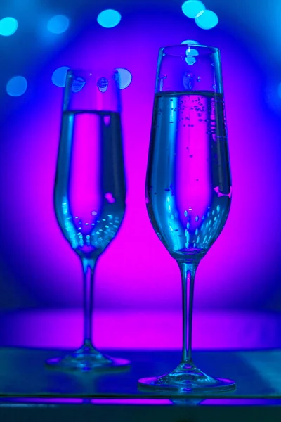 Champagne Bicchieri Spumante Prosecco Cava Nel Night Club Party Bar — Foto Stock