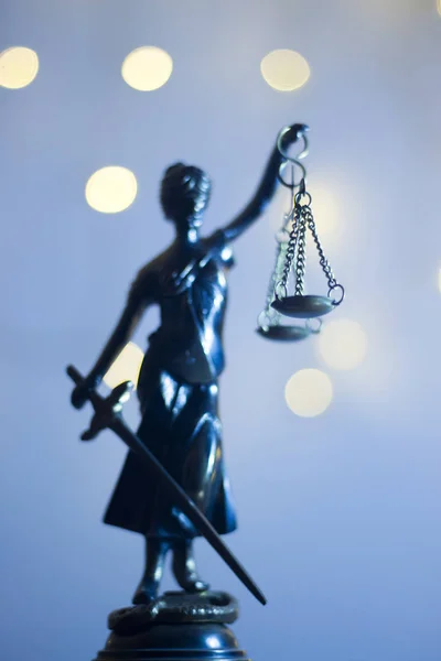 Estatua Oficina Legal Abogados Que Representa Los Tribunales Justicia Ciega — Foto de Stock