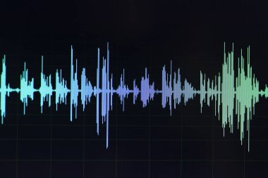 Ses ses dalgası stüdyo bilgisayar programı ekran gösterimleri ses dublaj vokal kaydı gelen ekranda düzenleme.