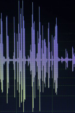 Ses ses dalgası stüdyo bilgisayar programı ekran gösterimleri ses dublaj vokal kaydı gelen ekranda düzenleme.