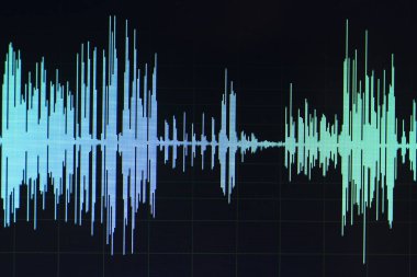 Ses ses dalgası stüdyo bilgisayar programı ekran gösterimleri ses dublaj vokal kaydı gelen ekranda düzenleme.