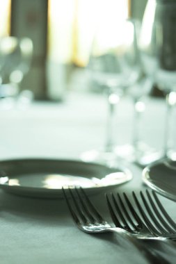 Düğün resepsiyonu ziyafet akşam yemeği parti masa yer ayarlarını lüks otel mekan olarak ayarla.