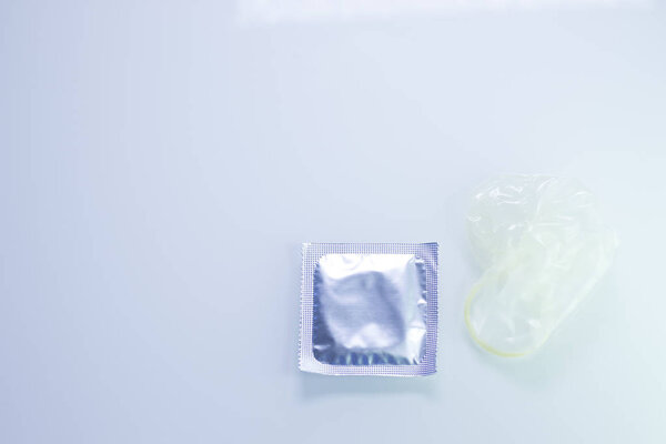 Rubber latex condom male contraceptive for safe disease and pregnancy free sex.