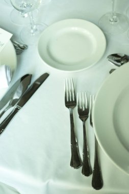 Düğün resepsiyonu ziyafet akşam yemeği parti masa yer ayarlarını lüks otel mekan olarak ayarla.