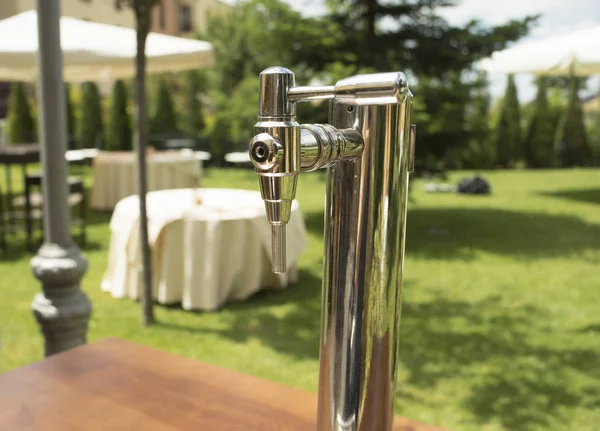 Beer pump in luxury hotel wedding party ready for marriage guests to arrive for reception party
