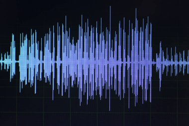 Ses ses dalgası stüdyo bilgisayar programı ekran gösterimleri ses dublaj vokal kaydı gelen ekranda düzenleme.