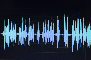 Ses ses dalgası stüdyo bilgisayar programı ekran gösterimleri ses dublaj vokal kaydı gelen ekranda düzenleme.