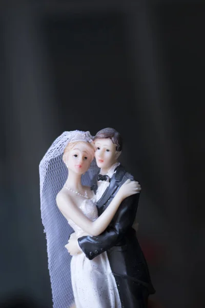 Cake Topper Bruden Och Brudgummen Bröllop Par Hålla Romantisk Äktenskap — Stockfoto