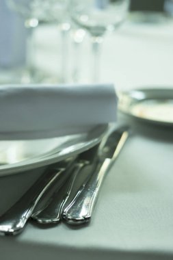 Düğün resepsiyonu ziyafet akşam yemeği parti masa yer ayarlarını lüks otel mekan olarak ayarla.