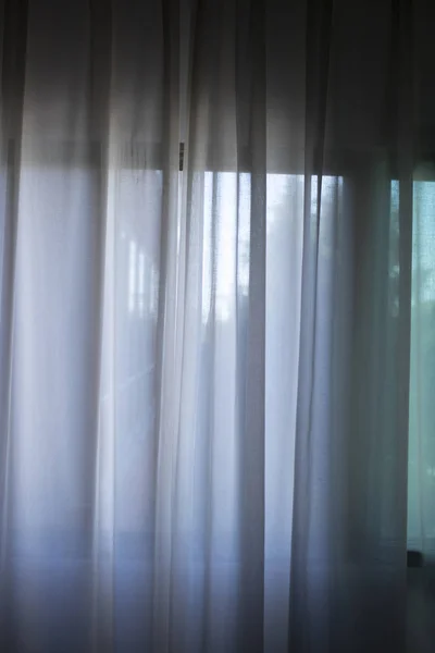 Hotel Bedroom Net Curtains Window Soft Dalylight Light — Stock Photo, Image