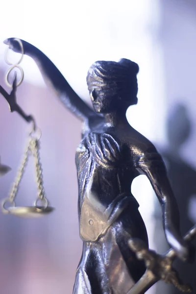 Legal Law Firm Bronze Statue Goddess Themis Scales Justice Attorneys — Stock Photo, Image