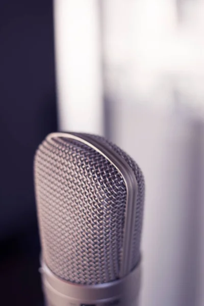 Estudio Grabación Sonido Gran Micrófono Voz Diafragma Para Voz Canto — Foto de Stock