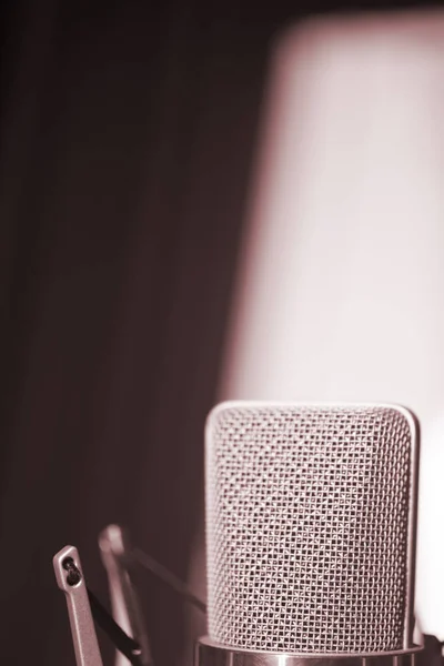 Estúdio Gravação Som Grande Microfone Voz Diafragma Para Narração Canto — Fotografia de Stock