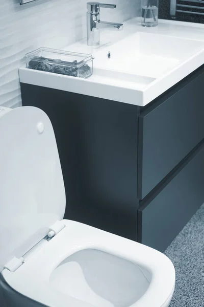 Banyo Showroom Görüntü Iyileştirme Lavabo Çalışıyor Binanın Tuvalet Için Yeni — Stok fotoğraf