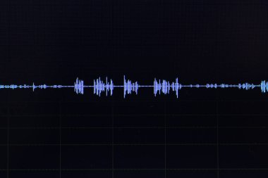 Ses ses dalgası stüdyo bilgisayar programı ekran gösterimleri ses dublaj vokal kaydı gelen ekranda düzenleme.
