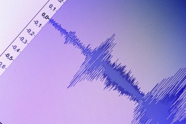 Ses ses dalgası stüdyo bilgisayar programı ekran gösterimleri ses dublaj vokal kaydı gelen ekranda düzenleme.