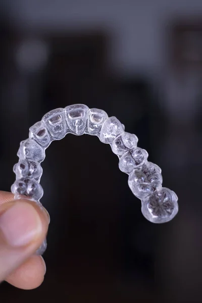 Invisible Dental Teeth Aligners Brackets Used Align Each Tooth Cosmetic — Stock Photo, Image