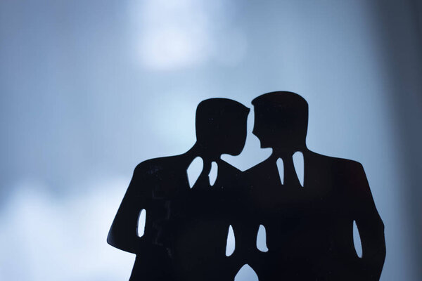 ЛГБТ-пара геев-женихов, одетых в одинаковые вечерние костюмы
.